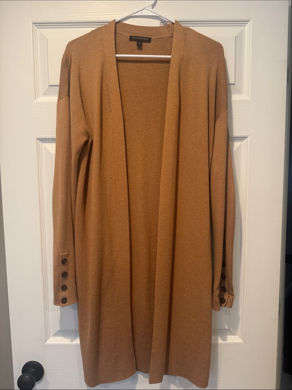 Banana Republic Open-Front Long Cardigan in Camel